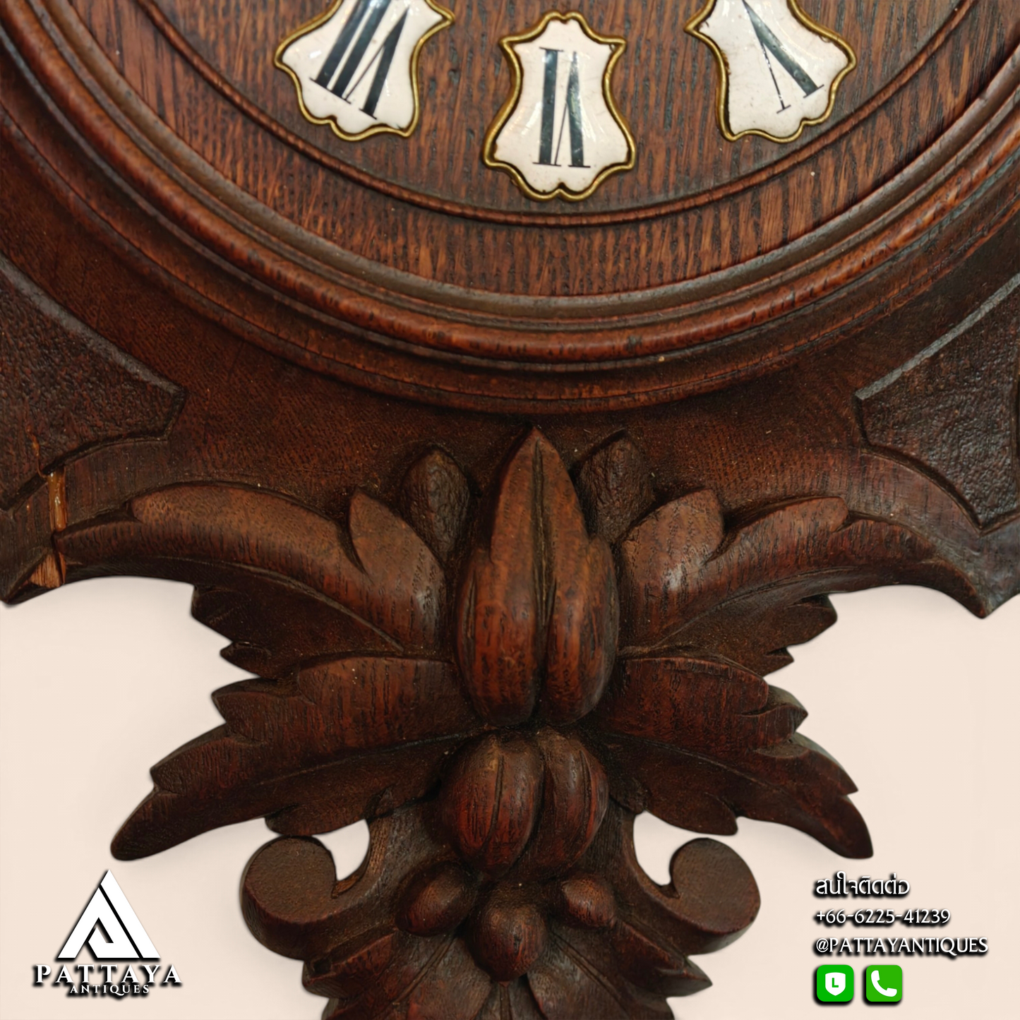 19th Century Black Forest Wood Carved Wall Clock