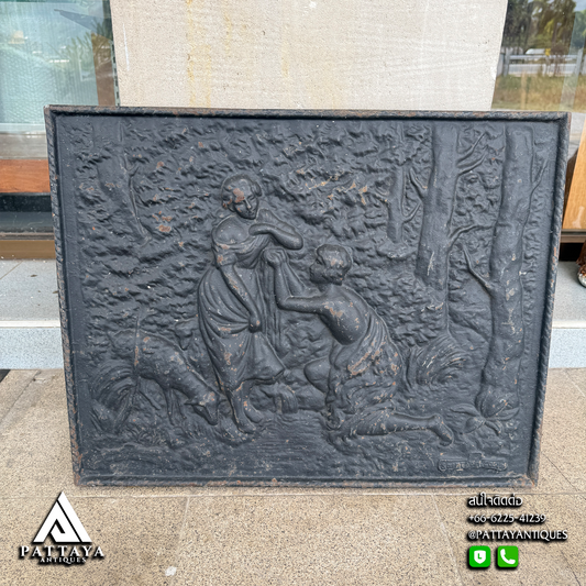 Antique Cast Iron Fireplace Plaque