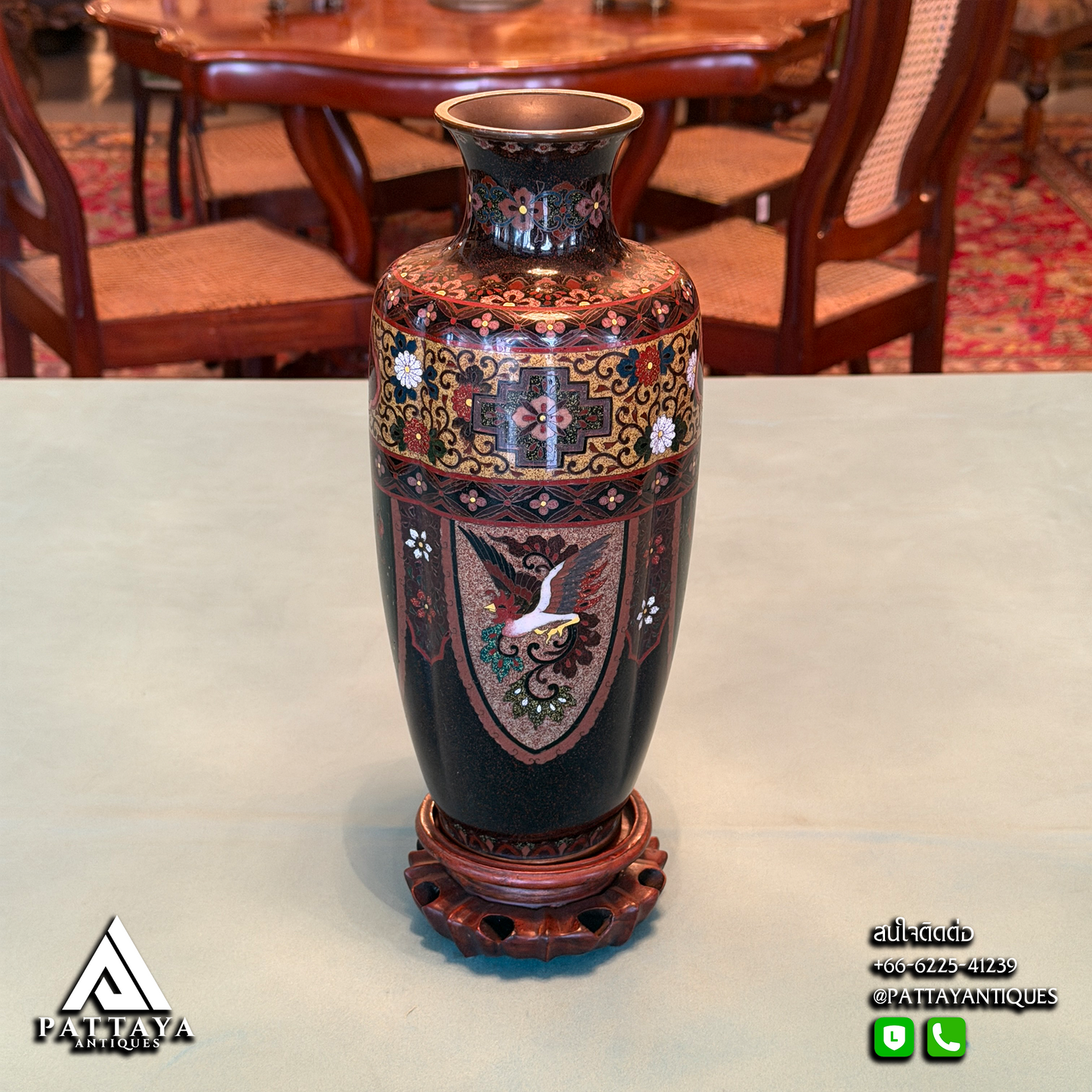 Cloisonne Meji 6 Sided Vase