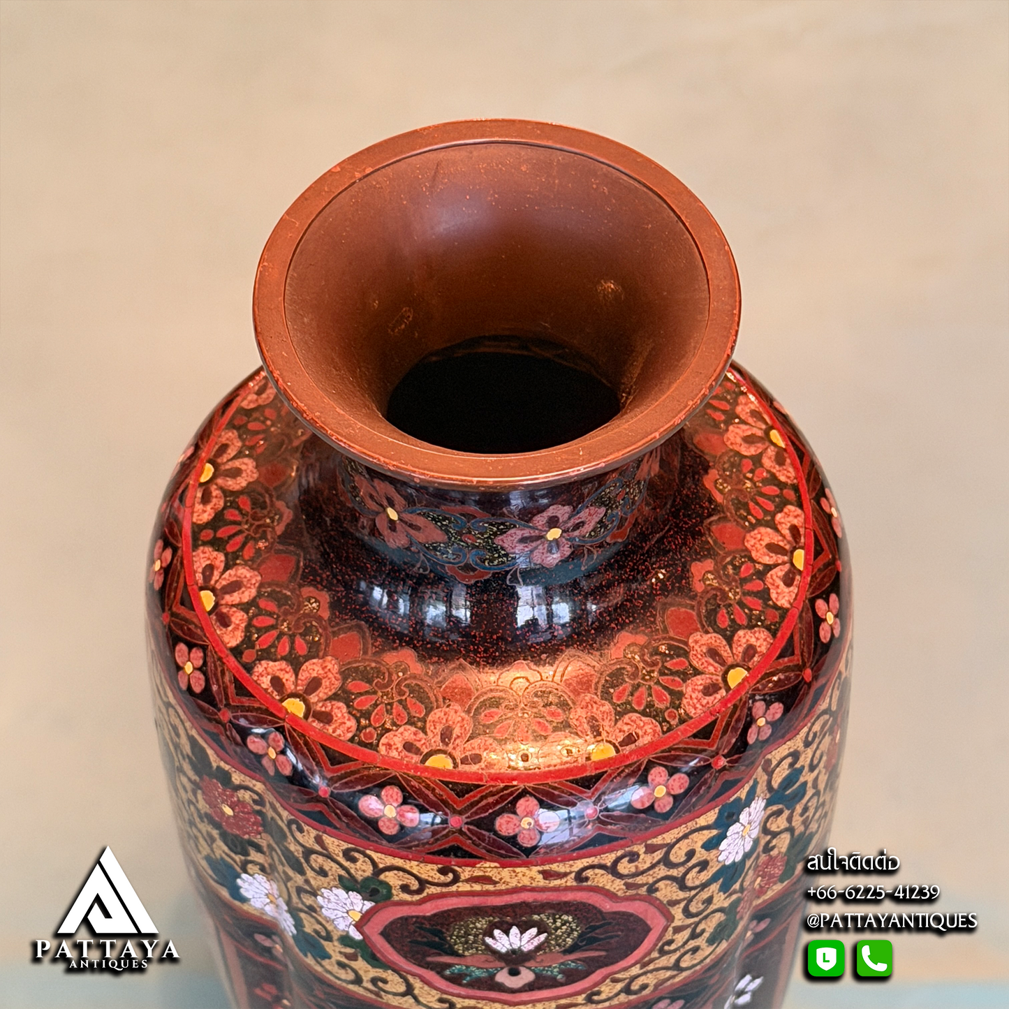 Cloisonne Meji 6 Sided Vase