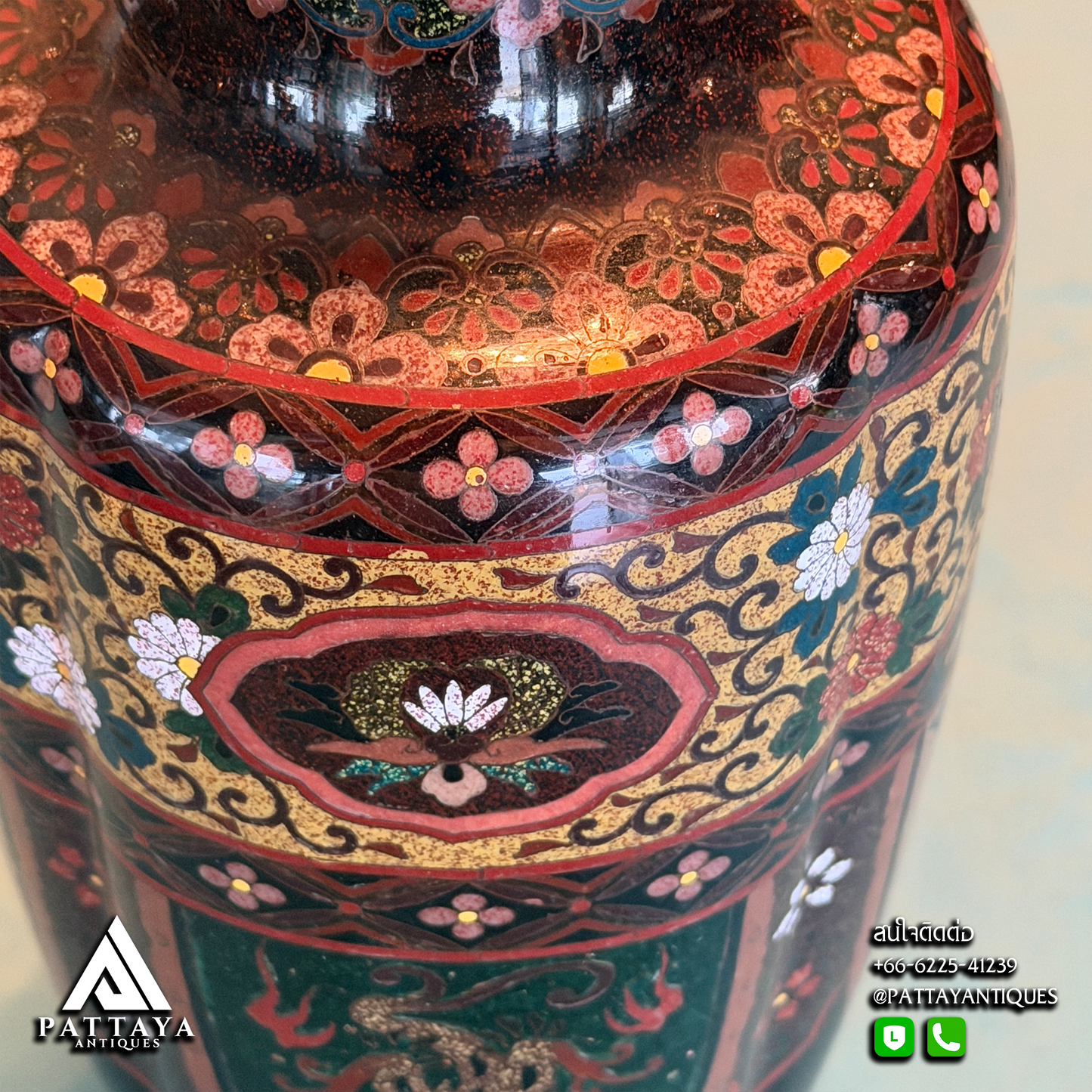 Cloisonne Meji 6 Sided Vase