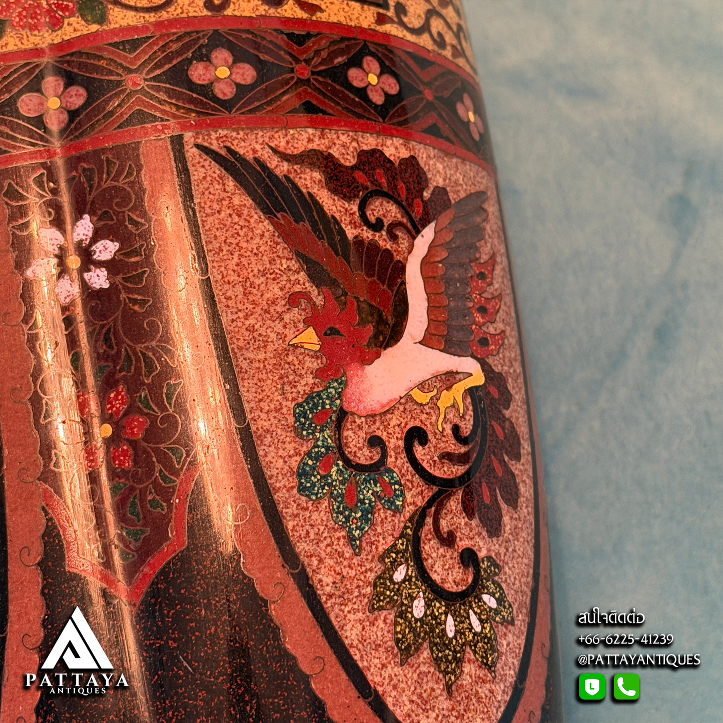 Cloisonne Meji 6 Sided Vase