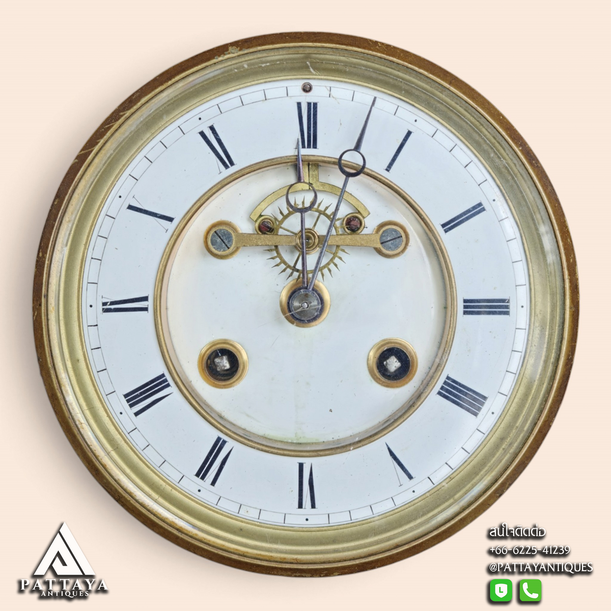 Antique Wood Carved Sphinx Table Clock