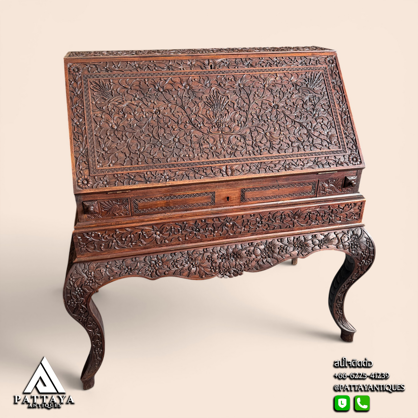 Early 20th Century intricately carved Bureau