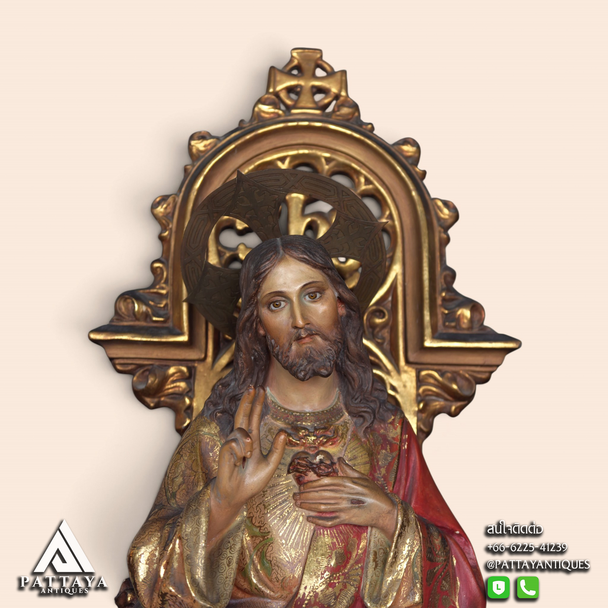 Vintage Jesus on Throne Statue from Spain