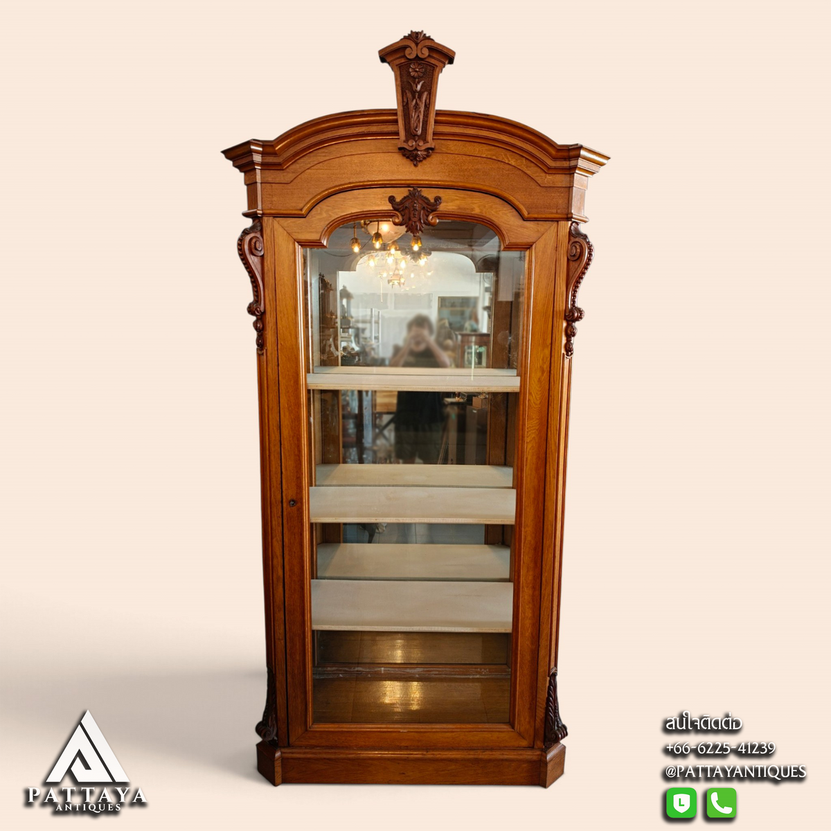 Large 19th Century Oak Display Cabinet