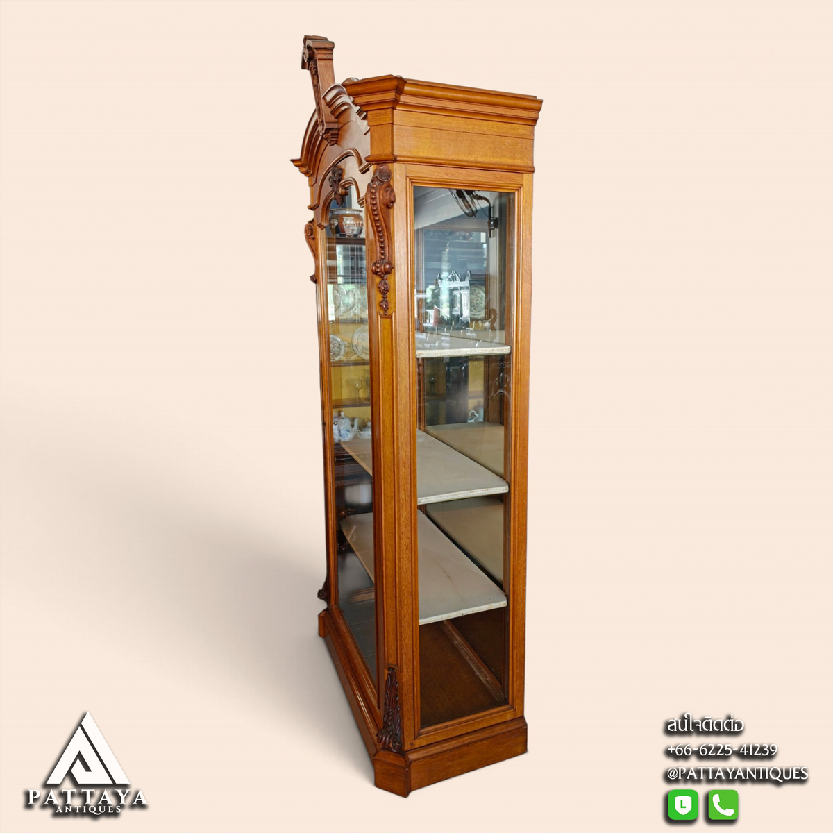 Large 19th Century Oak Display Cabinet