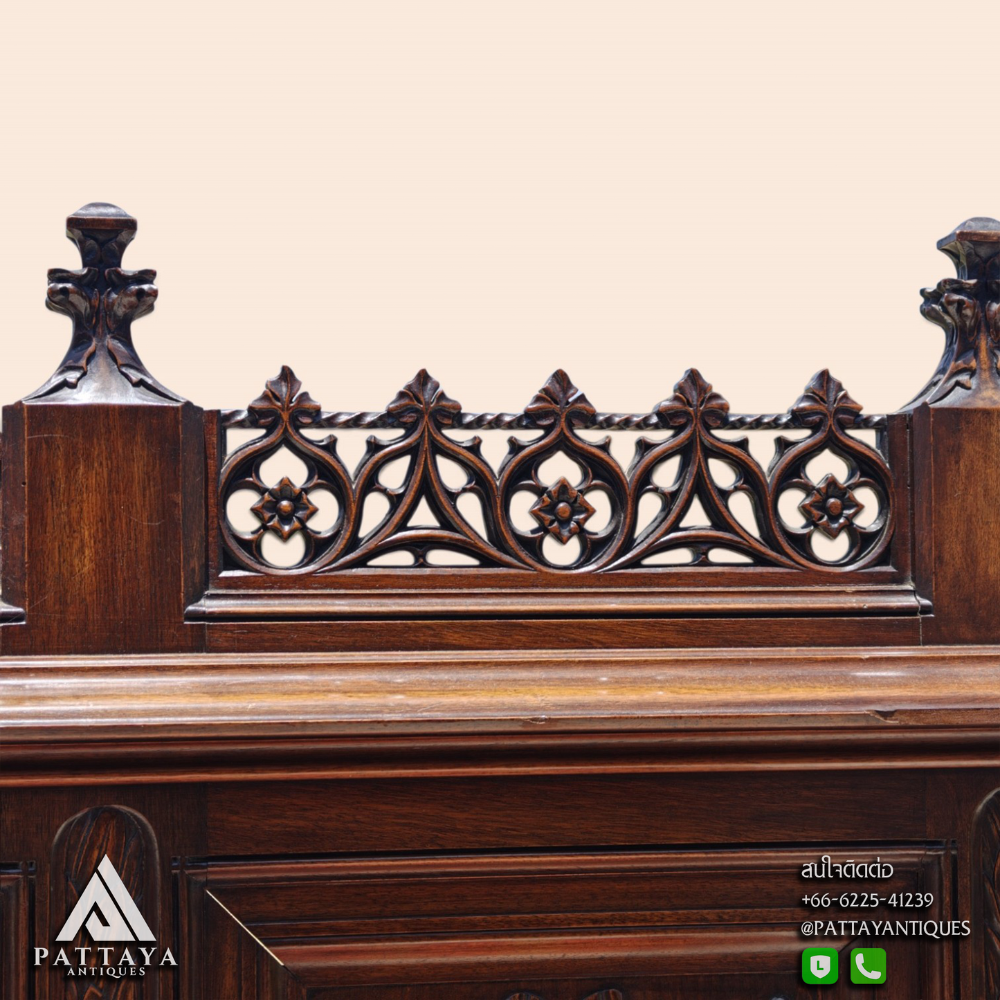 Large 19th Century Gothic Revival Hall Bench