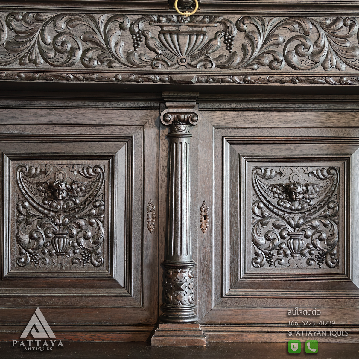 Large 19th Century Neo-Renaissance Column Cabinet