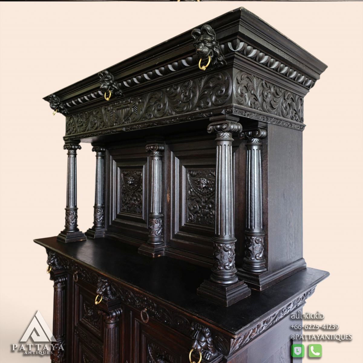 Large 19th Century Neo-Renaissance Column Cabinet