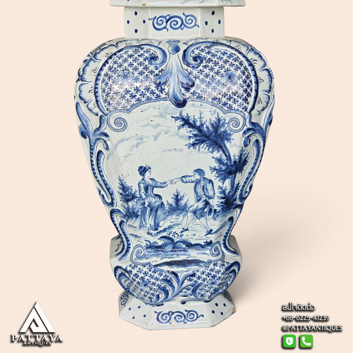 19th Century Large Set of Delft Blue Vases