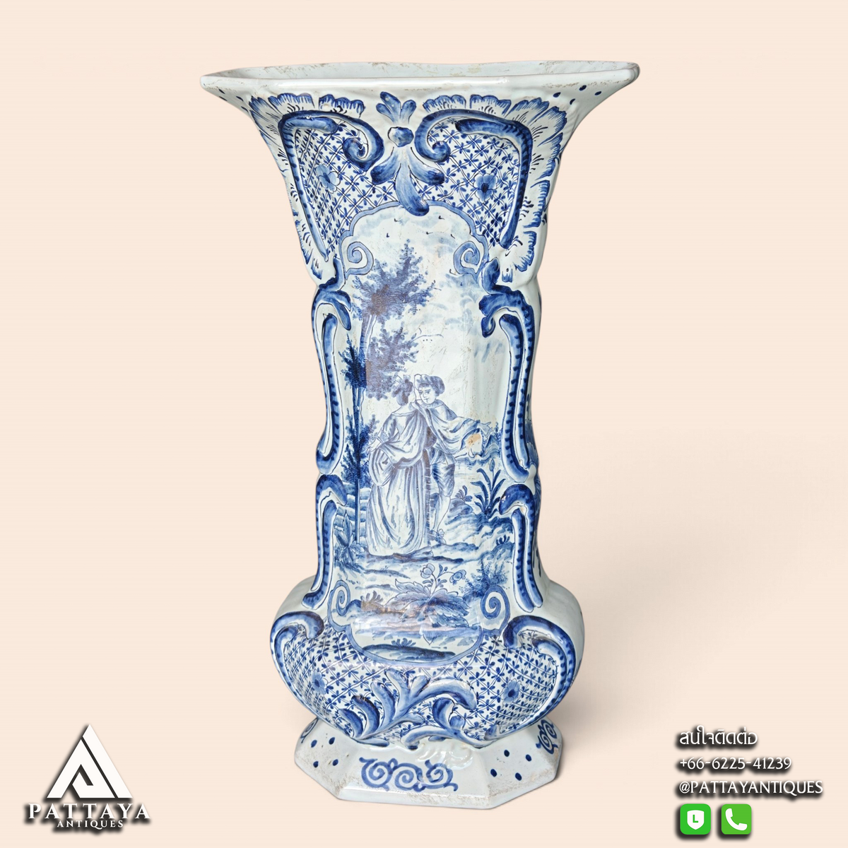 19th Century Large Set of Delft Blue Vases