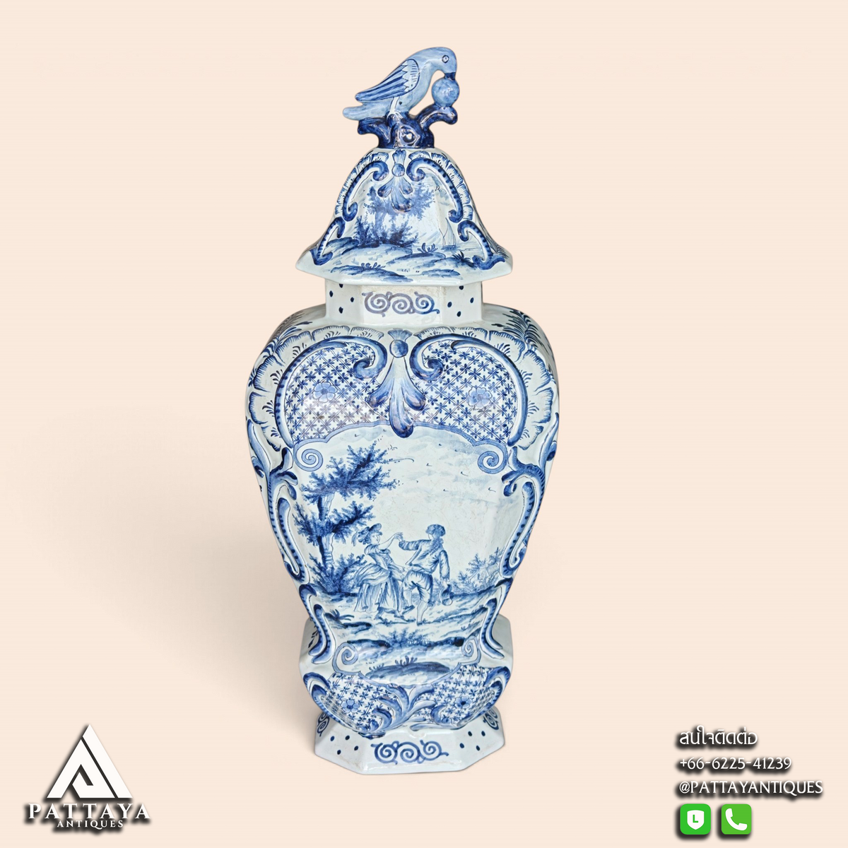 19th Century Large Set of Delft Blue Vases