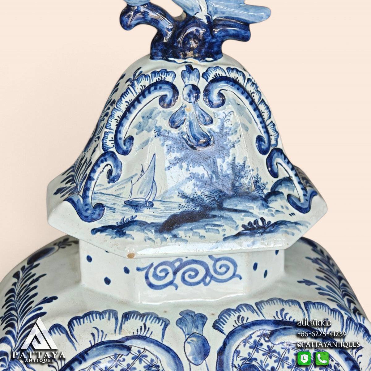 19th Century Large Set of Delft Blue Vases