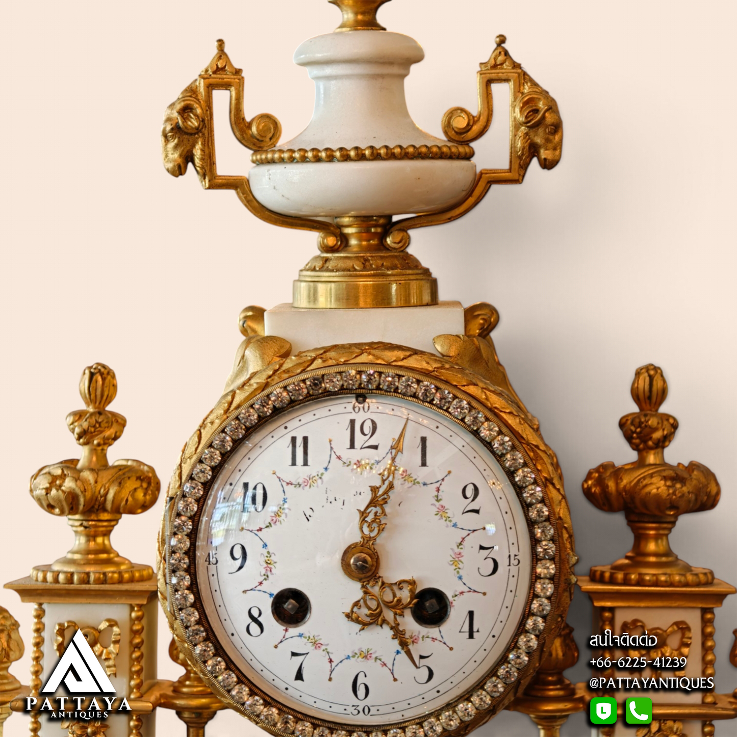 19th Century Louis XVI 3 Piece Marble Clock Set