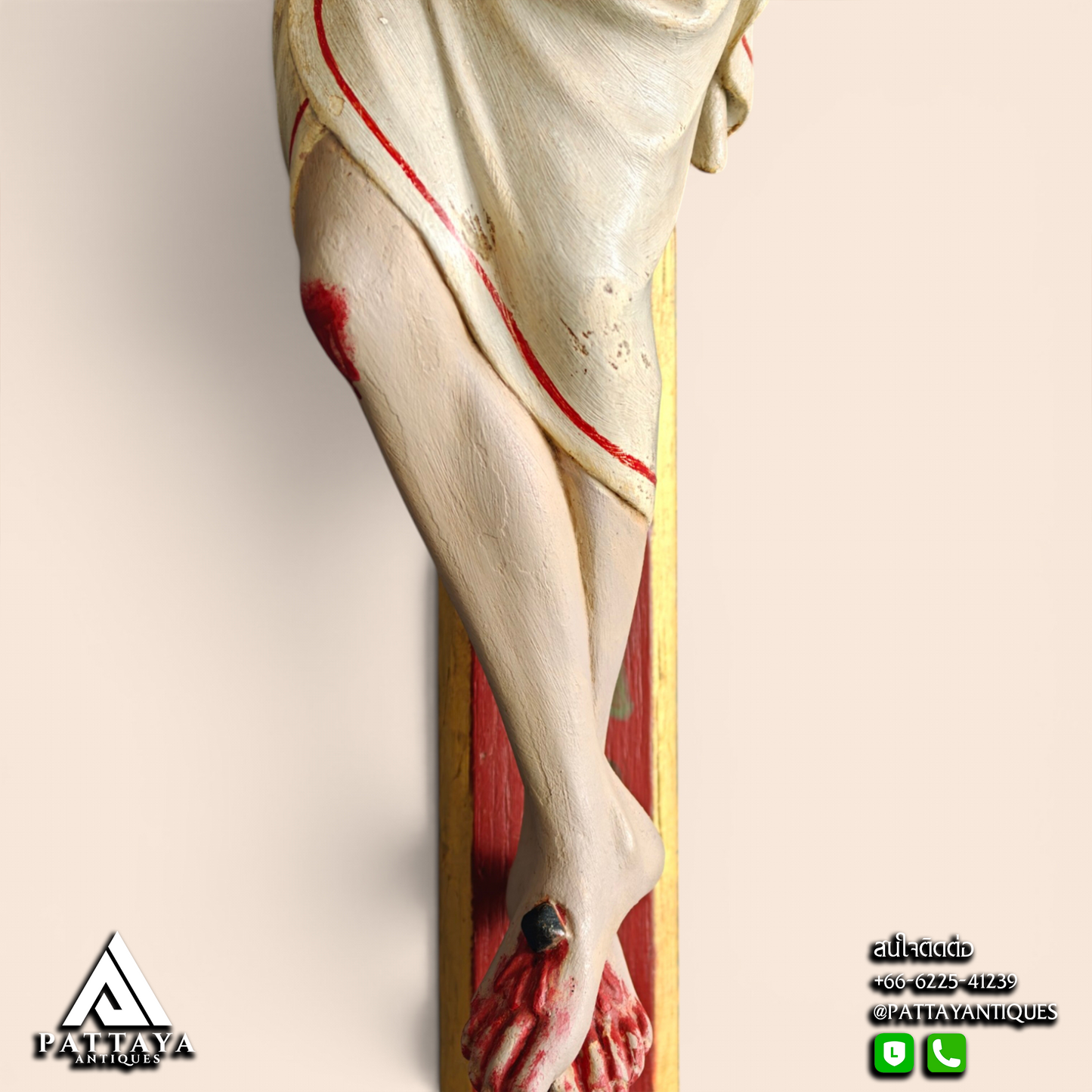 Neo-Gothic French Wood Carved Crucifix