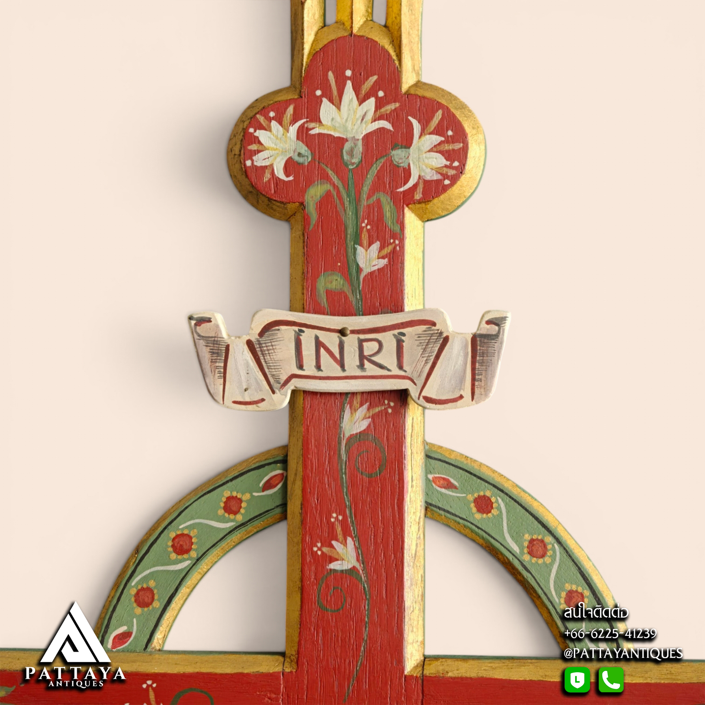 Neo-Gothic French Wood Carved Crucifix