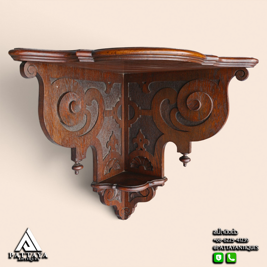 19th Century Oak Corner Wall Console