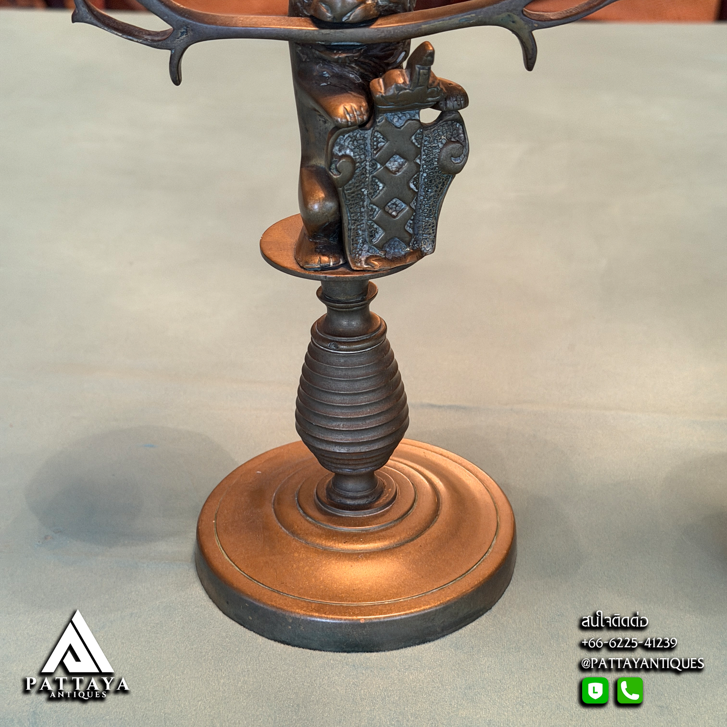 Vintage Brass Candelabras Lion Motif