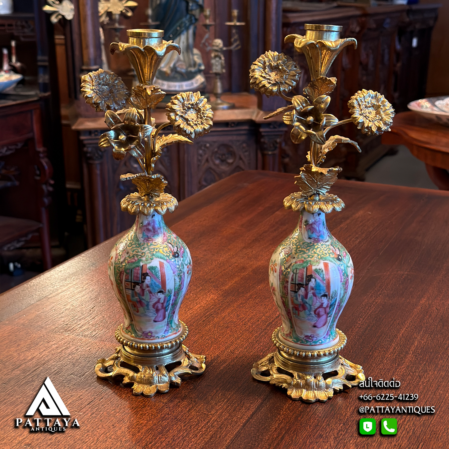 Pair of Cantonese Candelabras