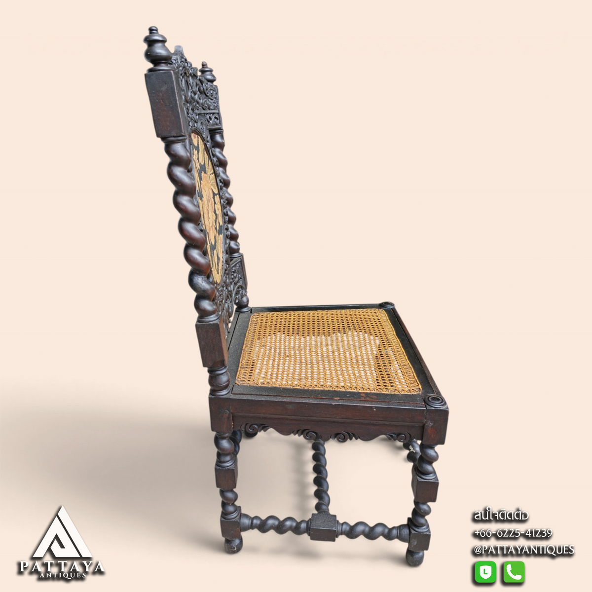 Pair of Colonial Ebonised Chairs