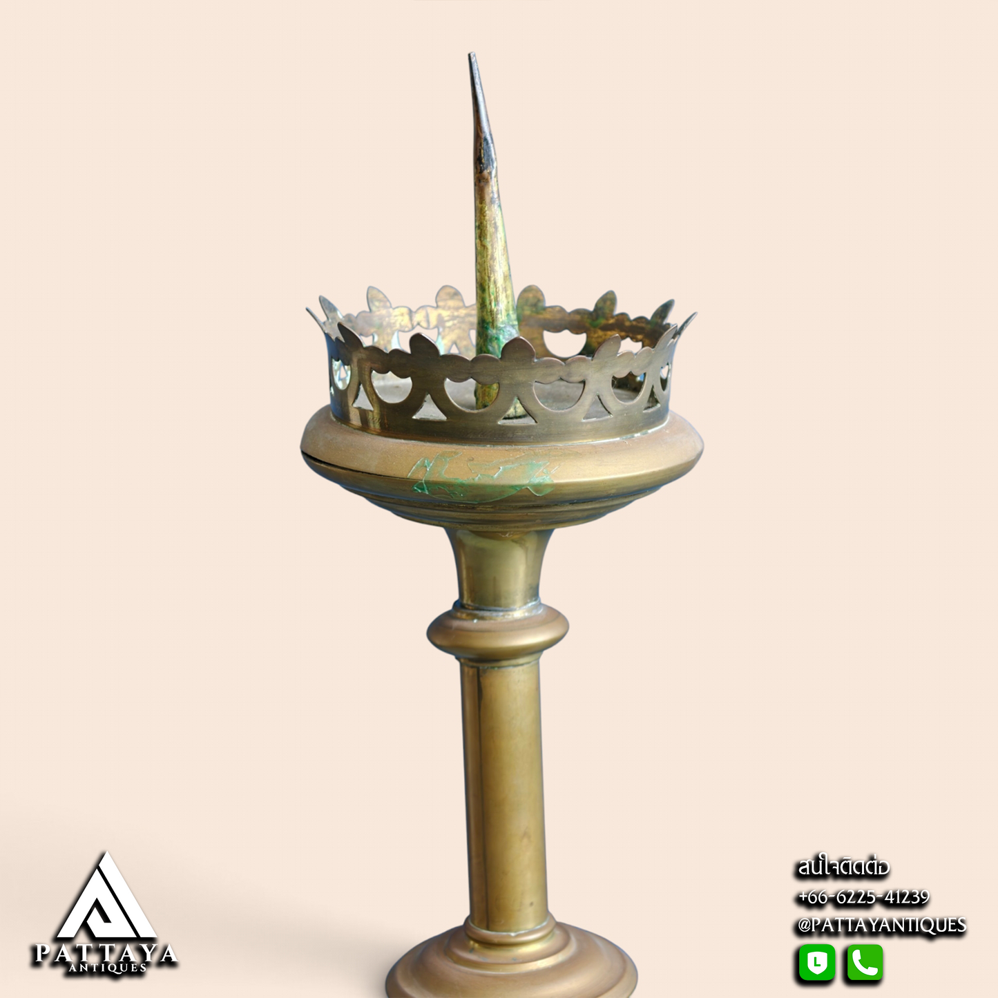 Pair Brass Gothic Candle Holders