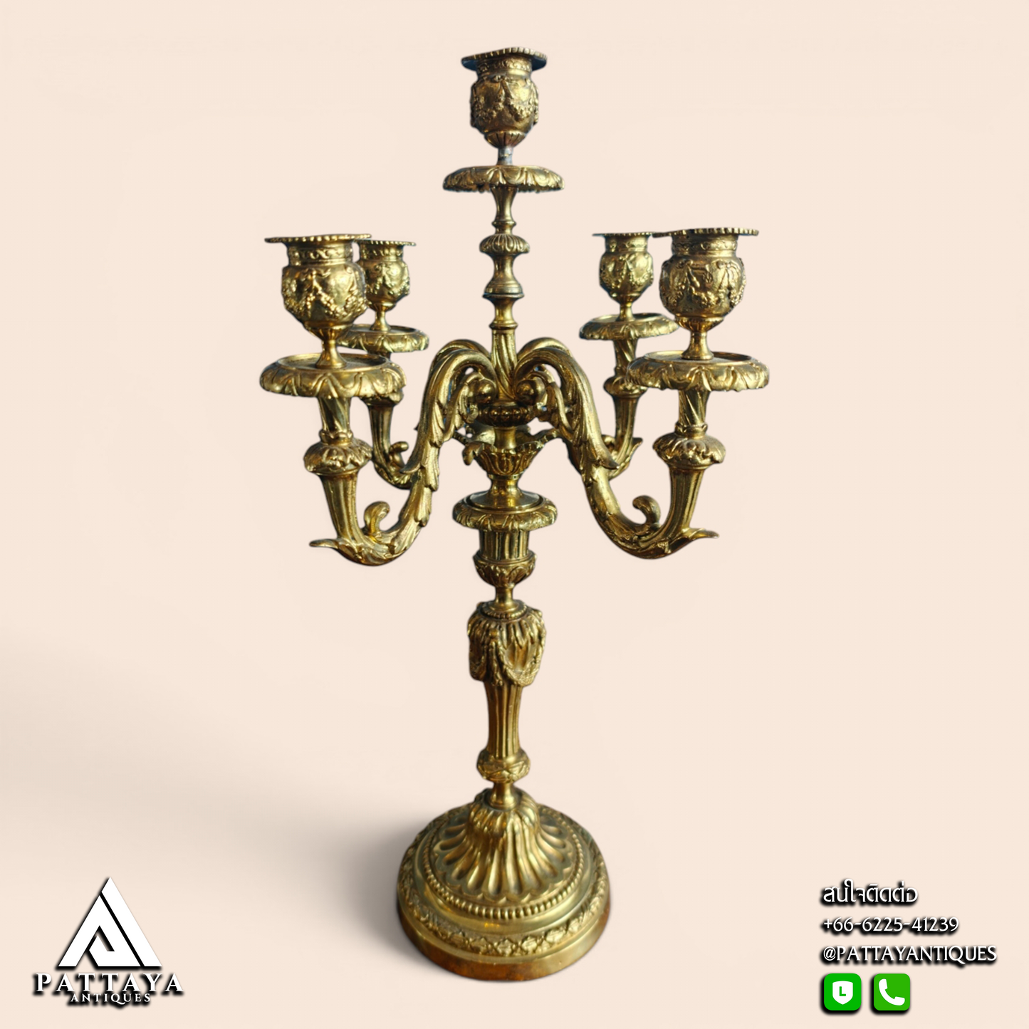 Pair of Louis XV Style Bronze Candelabras