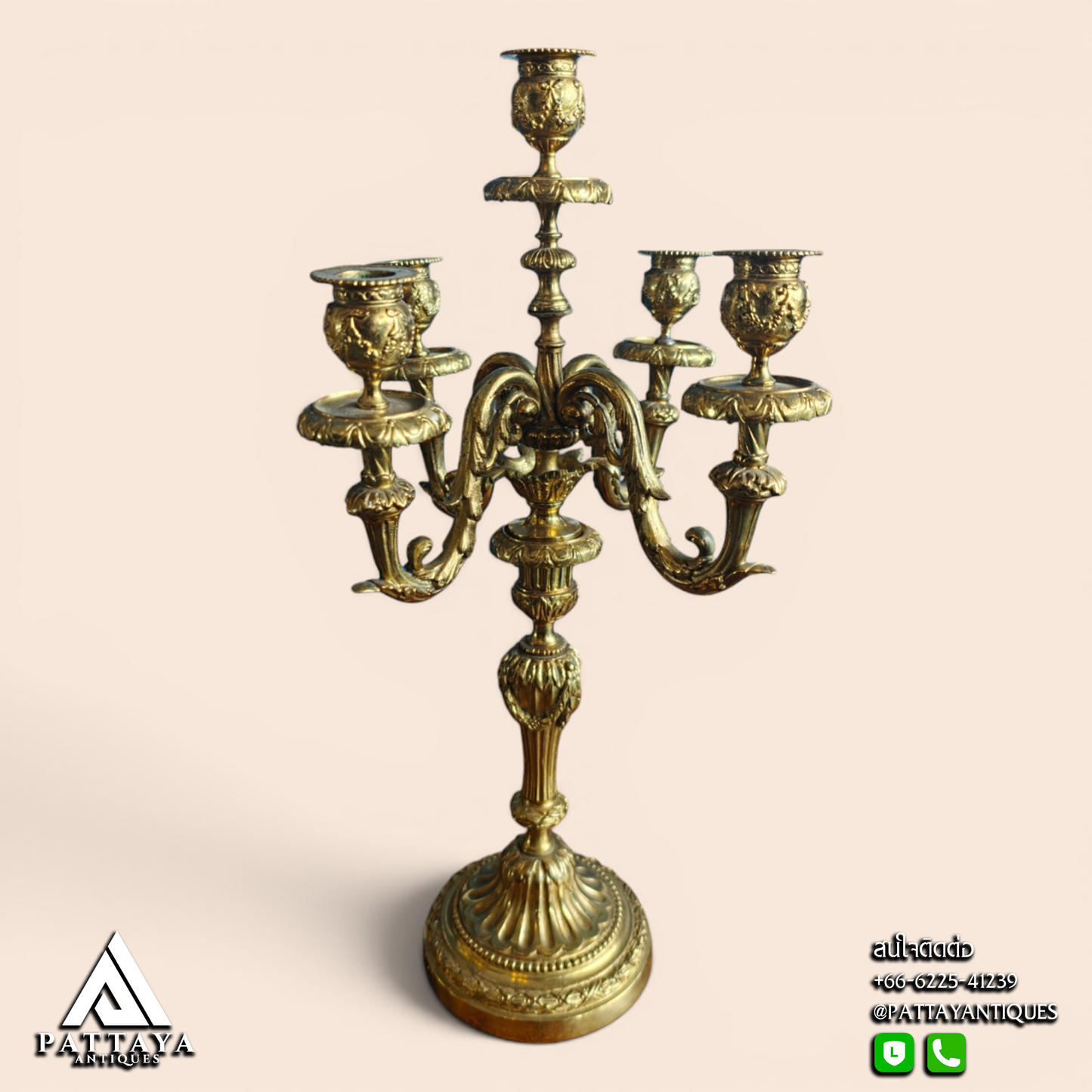 Pair of Louis XV Style Bronze Candelabras