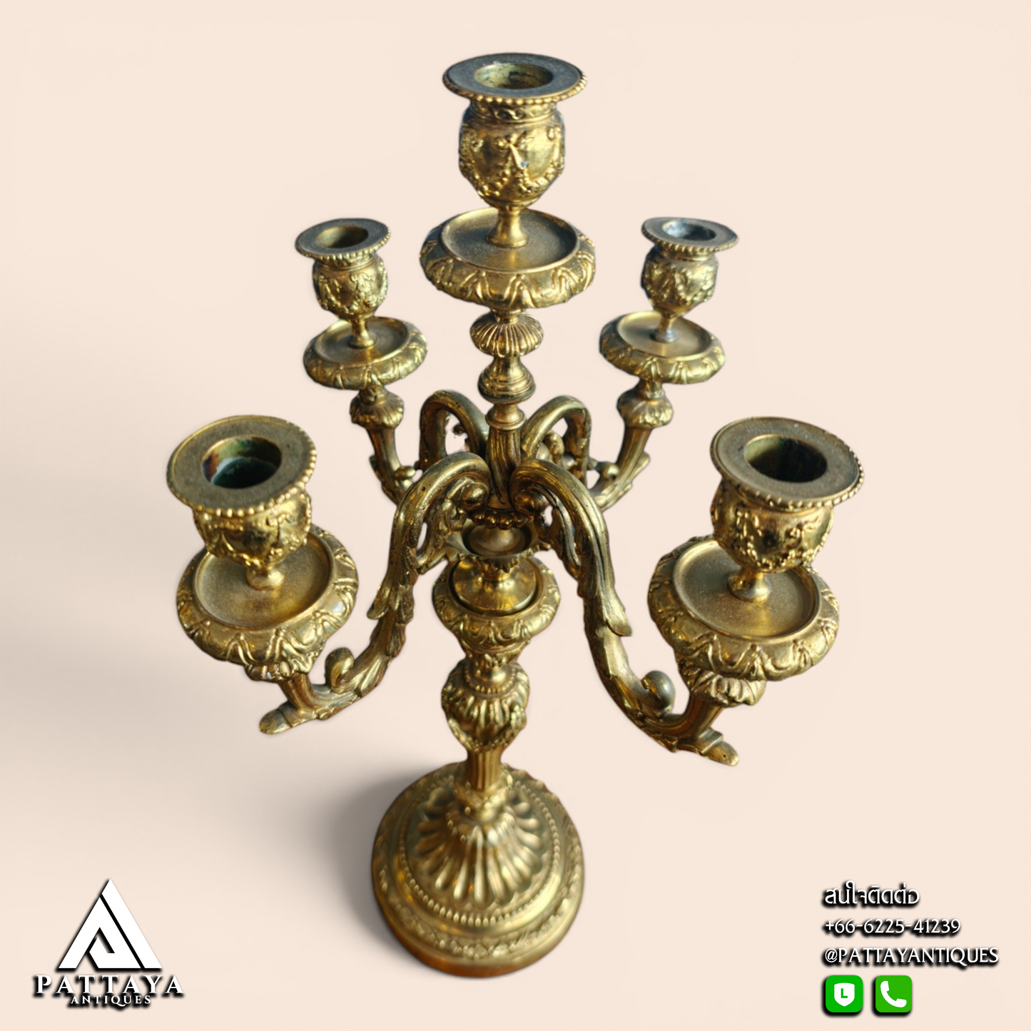 Pair of Louis XV Style Bronze Candelabras