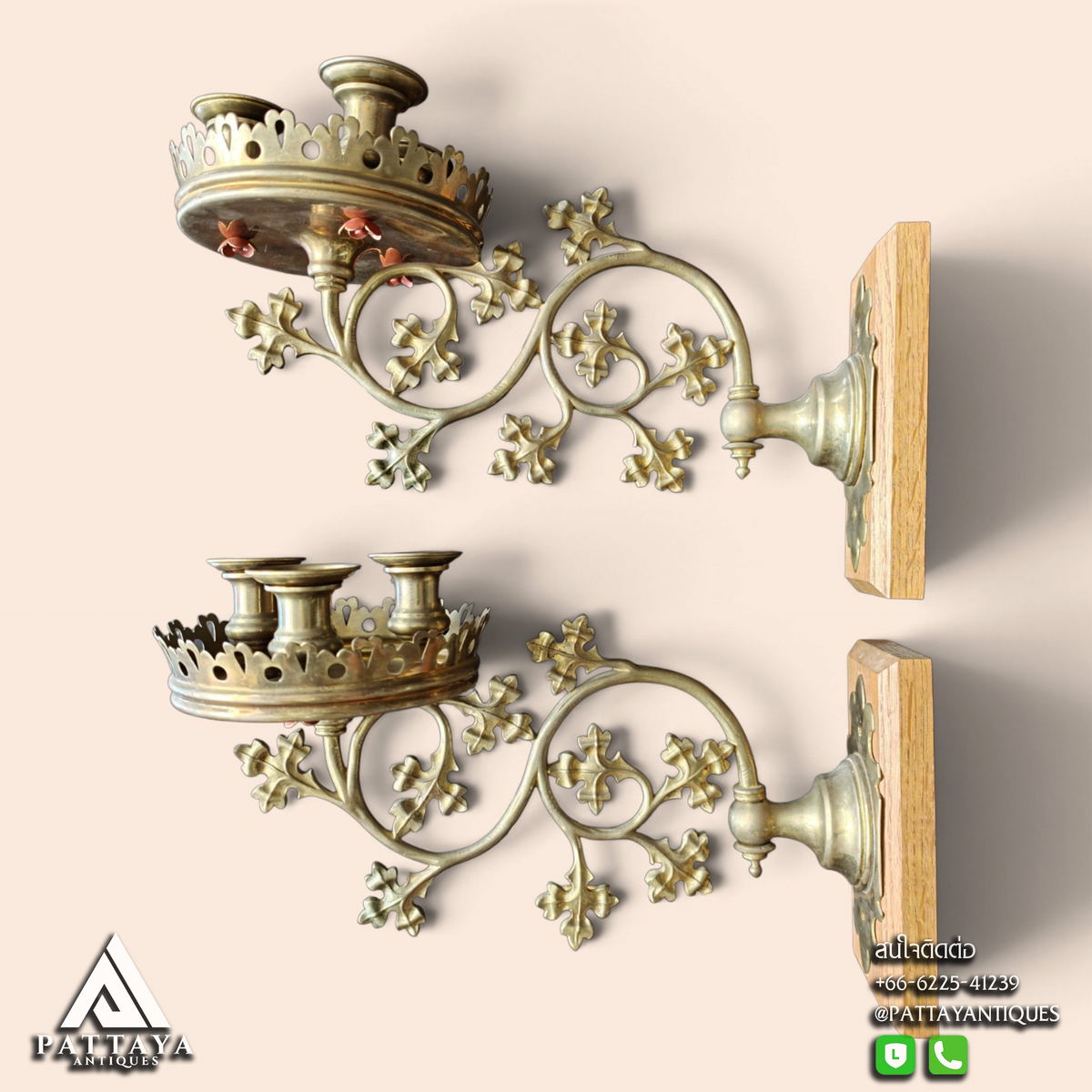 Pair of Neo-Gothic Church Wall Candelabras