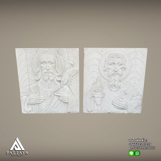 Pair of Religious Limestone carved reliefs