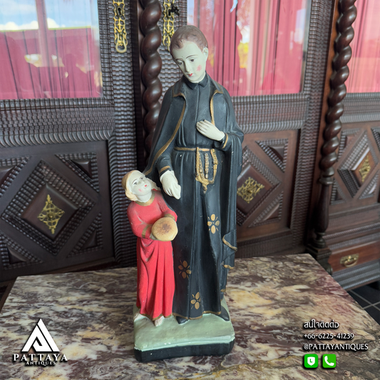 Plaster Statue of St. Gerrard standing next to Child Jesus