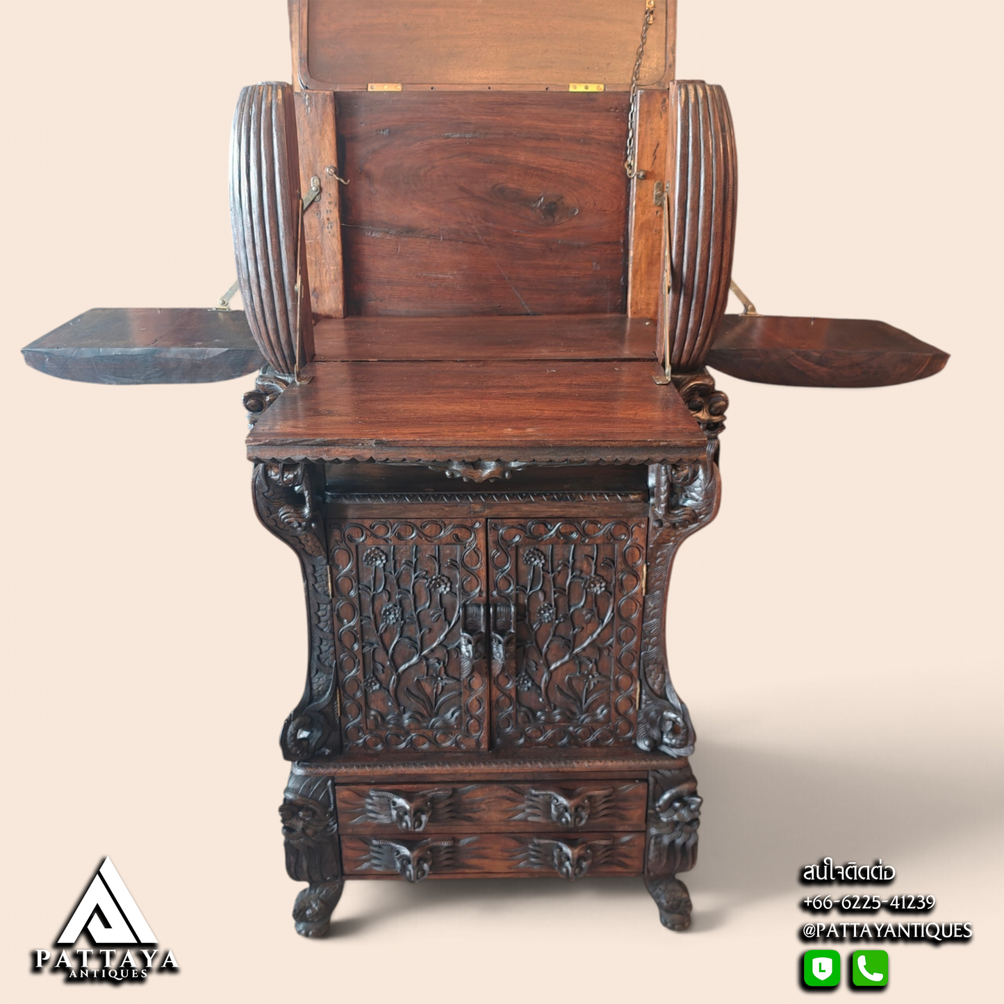 19th Century Rosewood Chinese Export Bar Cabinet