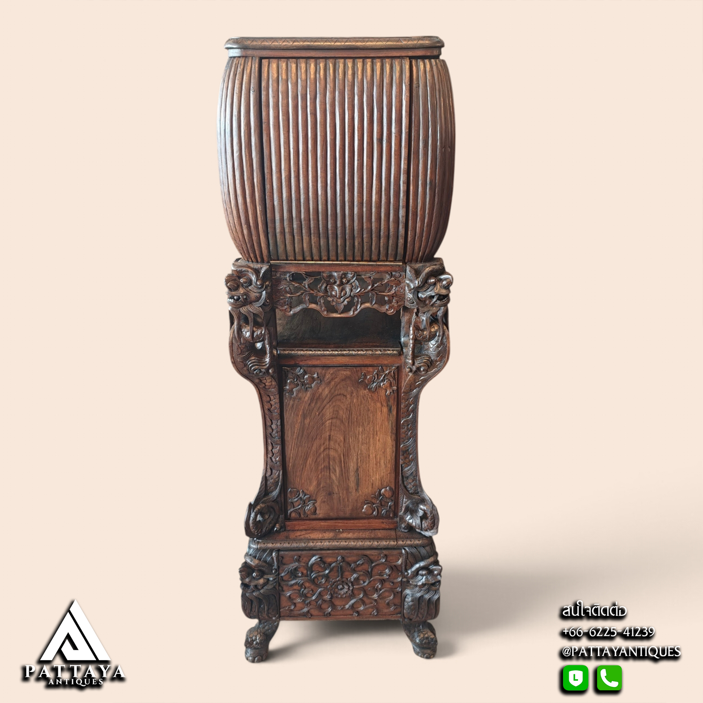19th Century Rosewood Chinese Export Bar Cabinet