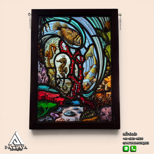 Stained Glass depicting Sea Scene Signed & Dated (1946)