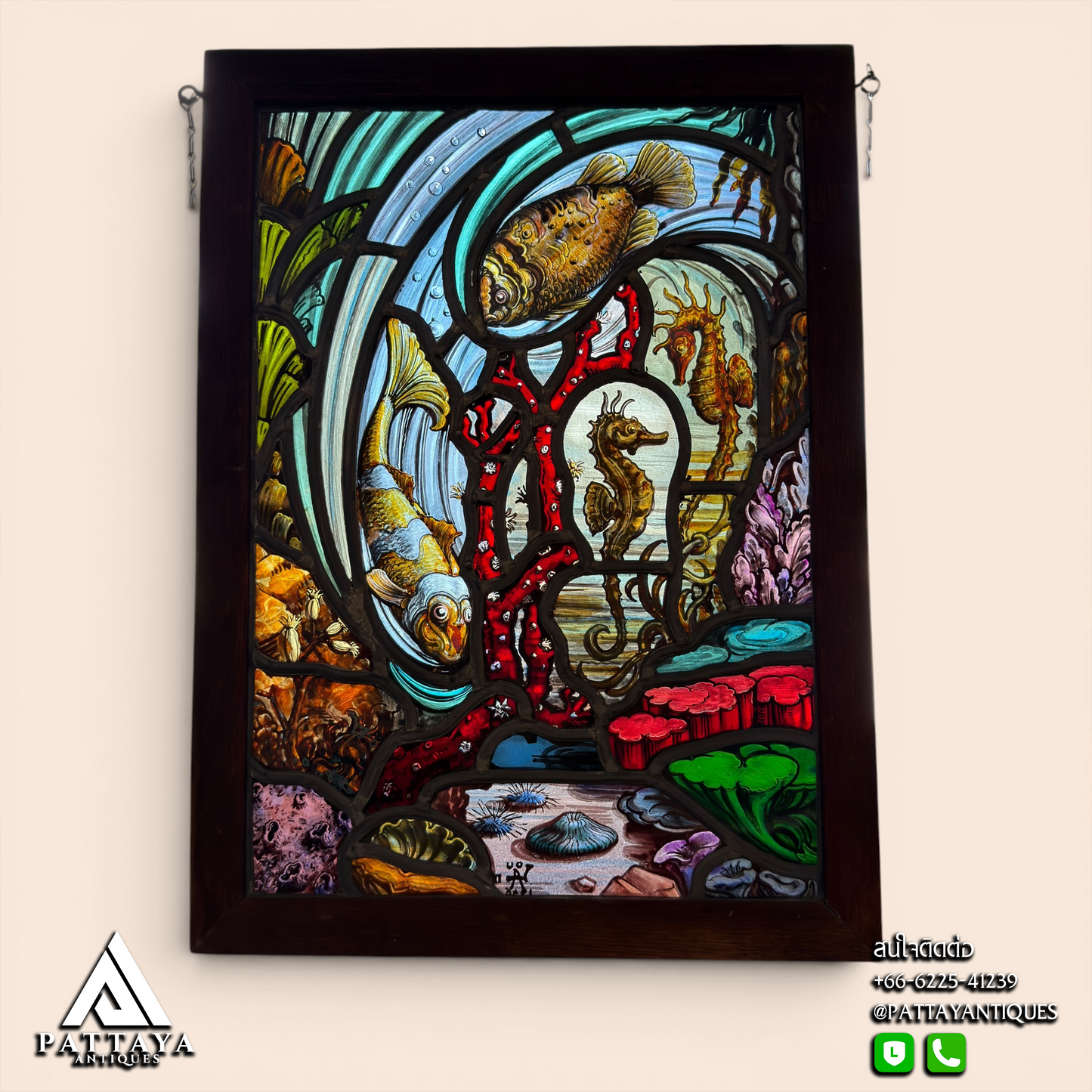 Stained Glass depicting Sea Scene Signed & Dated (1946)