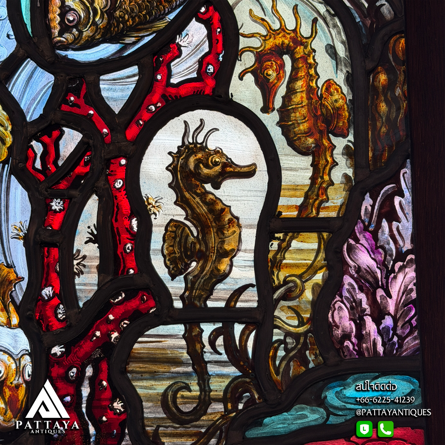 Stained Glass depicting Sea Scene Signed & Dated (1946)