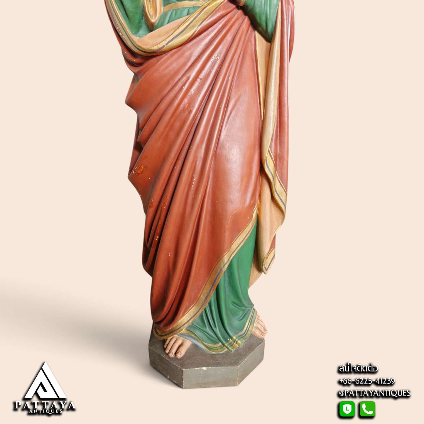 19th Century Polychrome Terracotta Statue of St. John The Evangelist