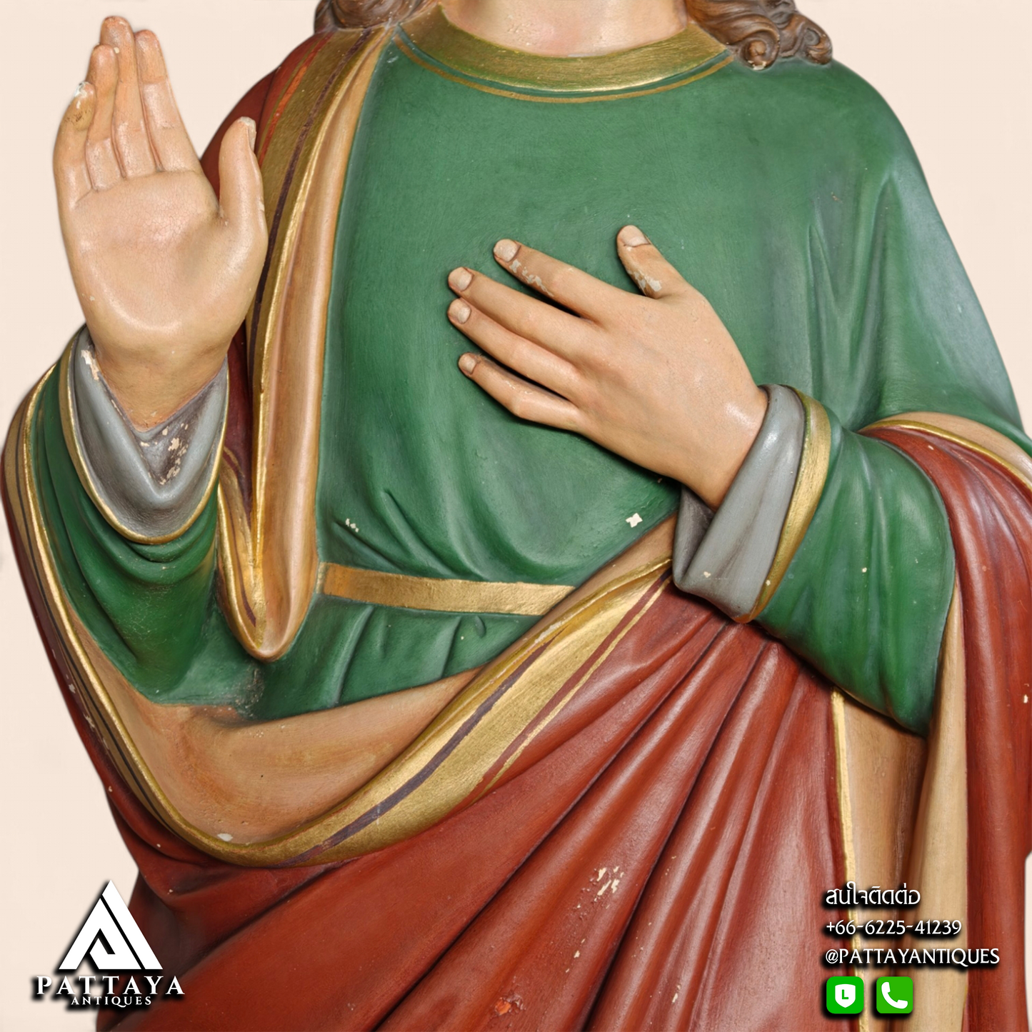 19th Century Polychrome Terracotta Statue of St. John The Evangelist