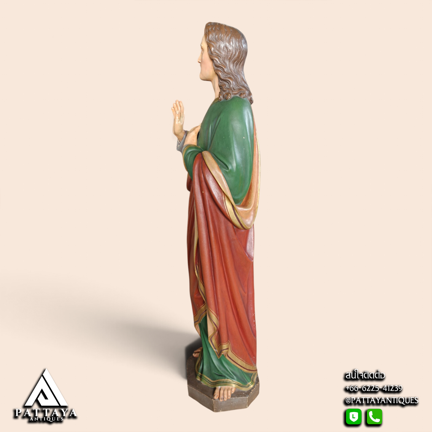 19th Century Polychrome Terracotta Statue of St. John The Evangelist