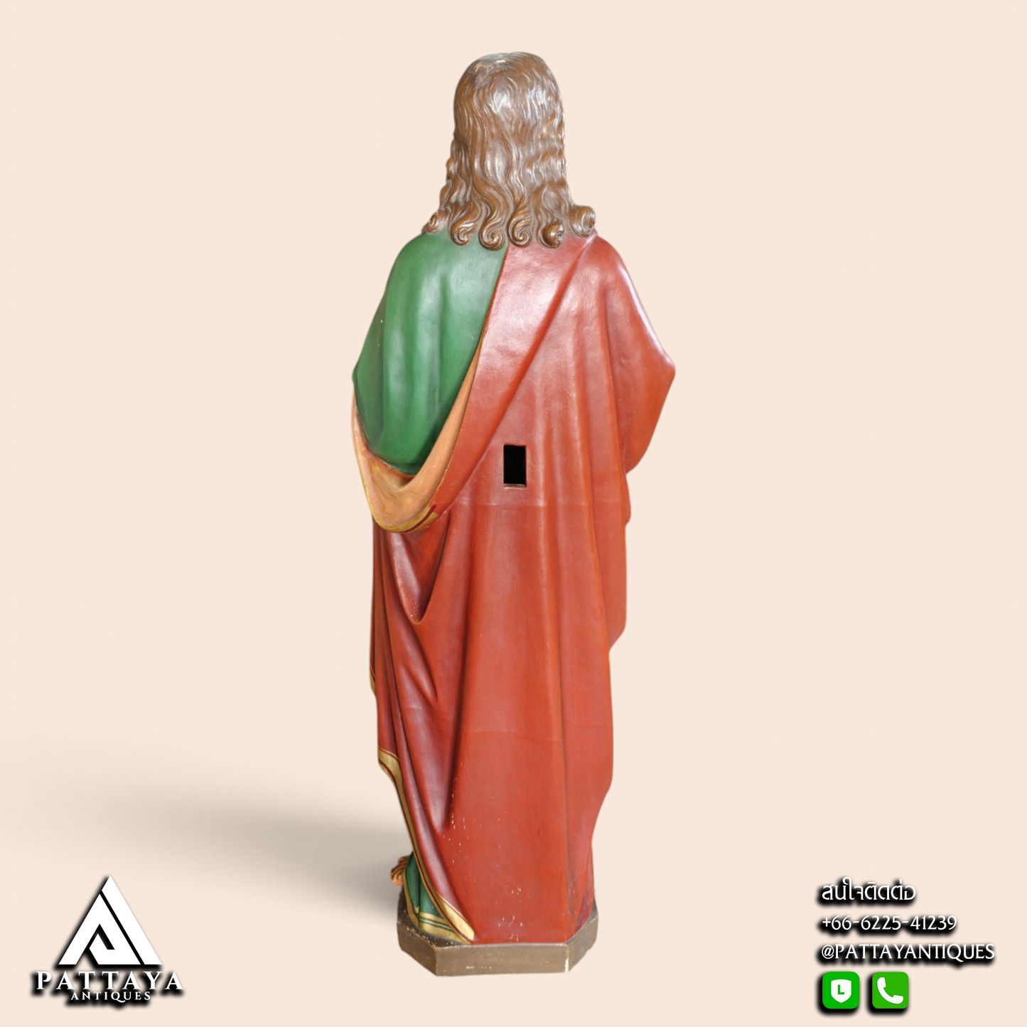 19th Century Polychrome Terracotta Statue of St. John The Evangelist
