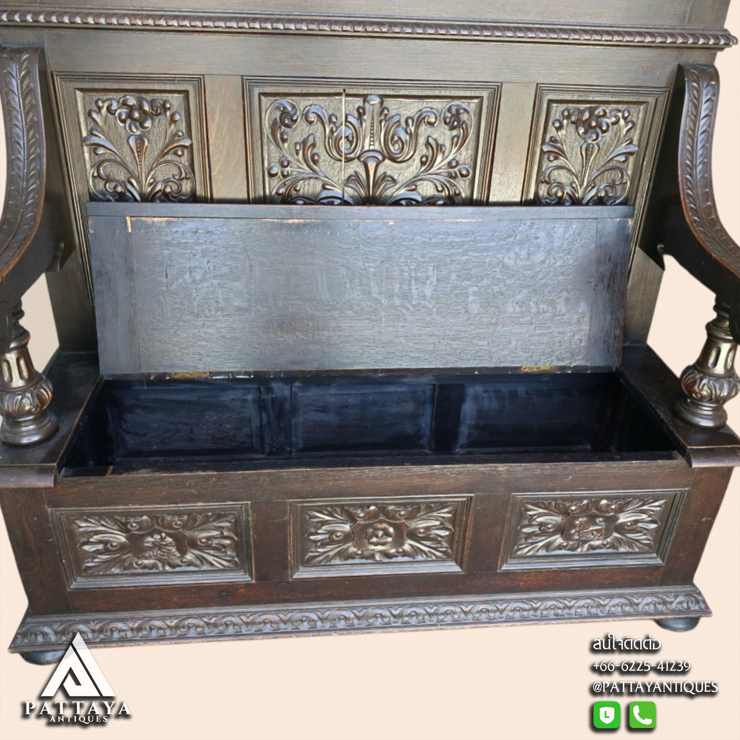 Large 19th Century Tall Hall Bench