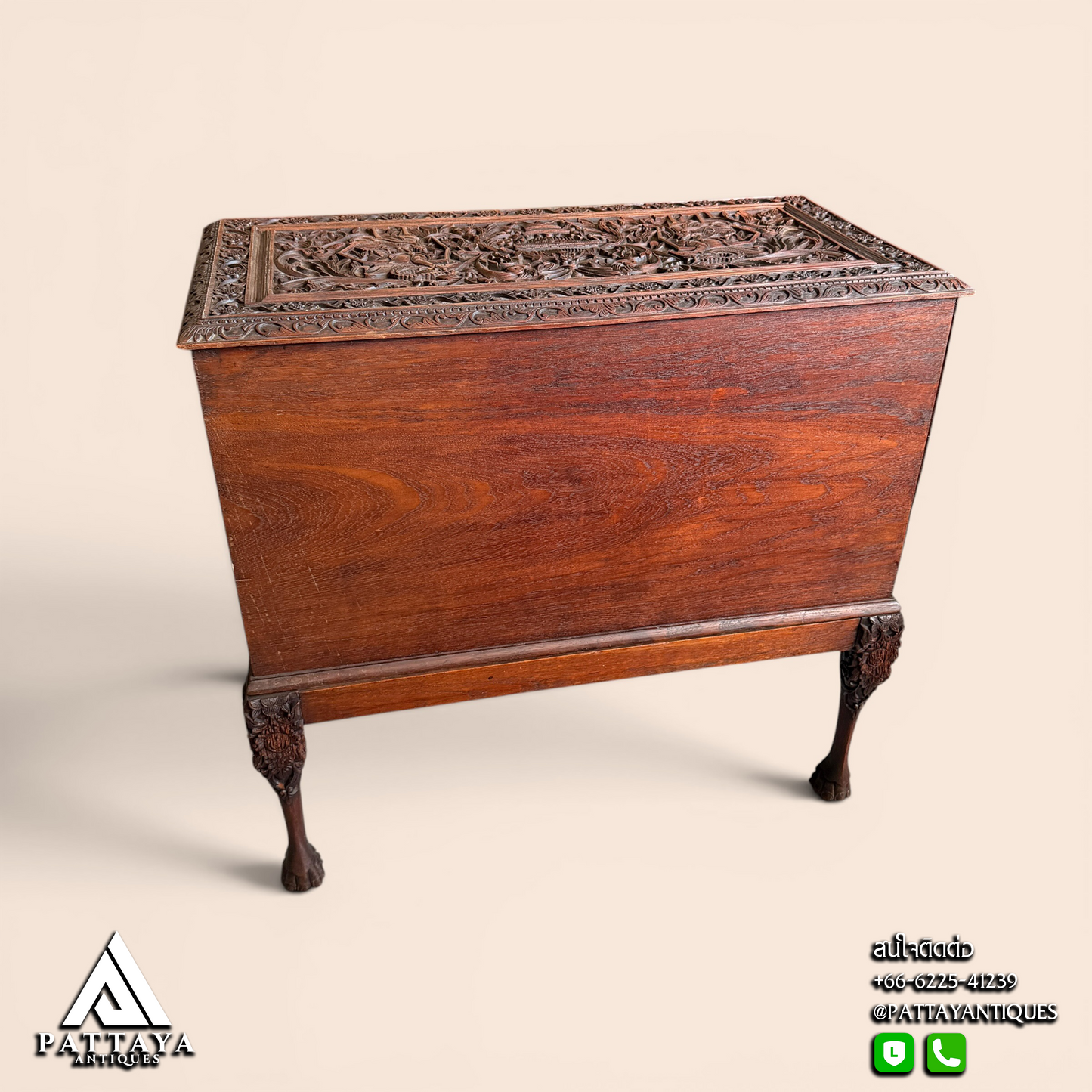 Early 20th Century intricately Teakwood carved Chest from Indonesia