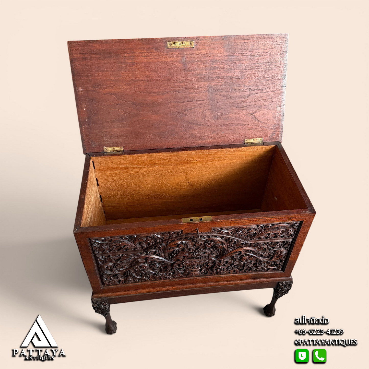 Early 20th Century intricately Teakwood carved Chest from Indonesia
