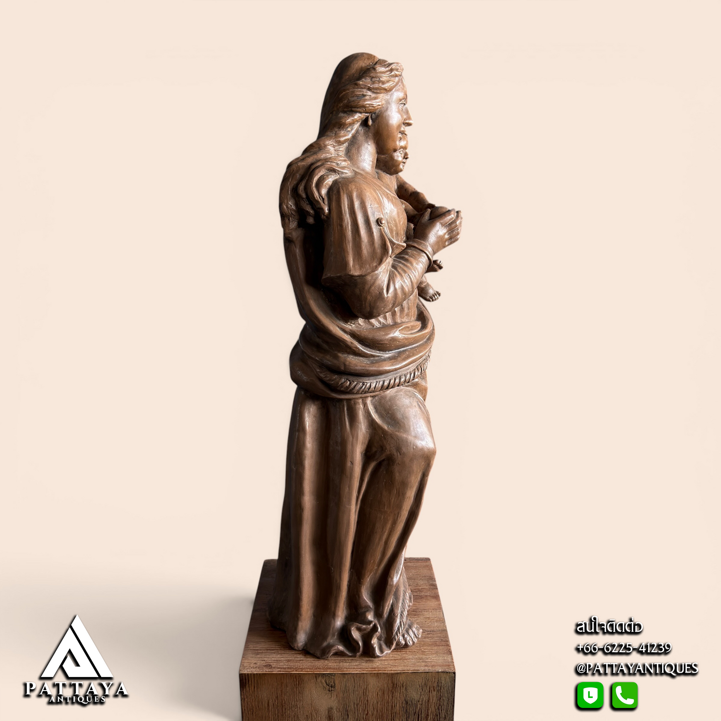 19th Century Terracotta Virgin & Child Statue