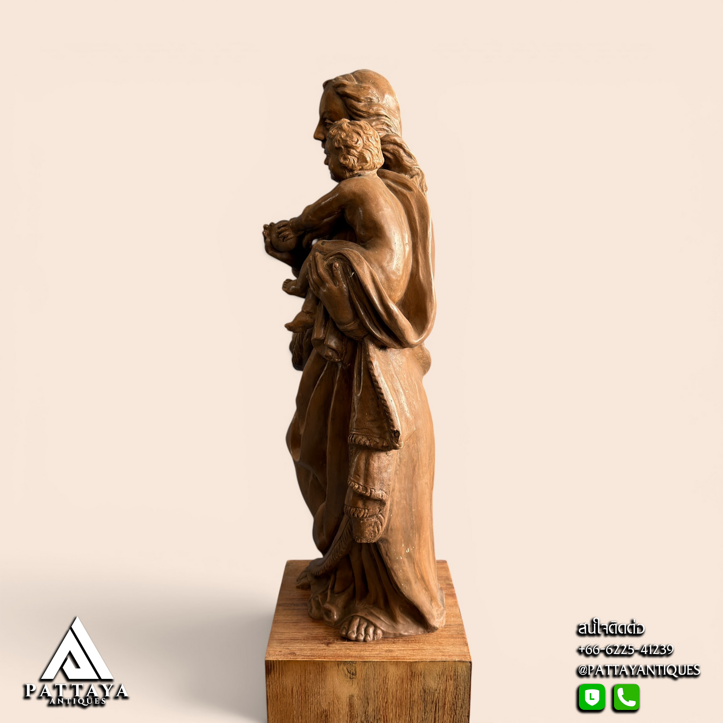 19th Century Terracotta Virgin & Child Statue