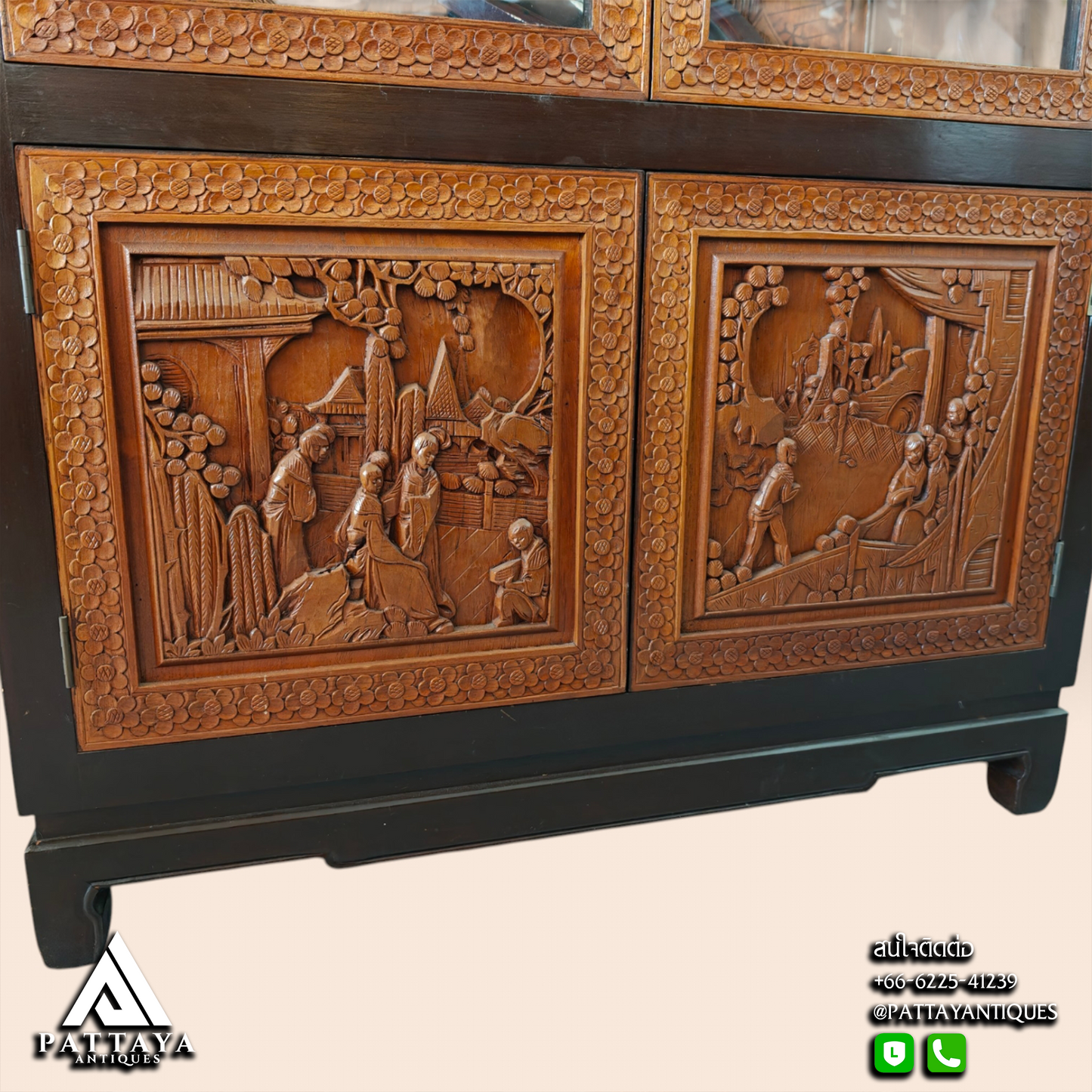 Vintage Carved Chinese Display Cabinet