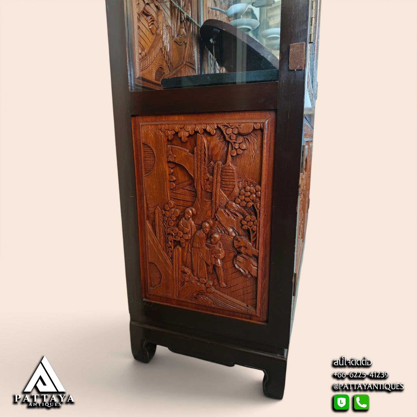 Vintage Carved Chinese Display Cabinet