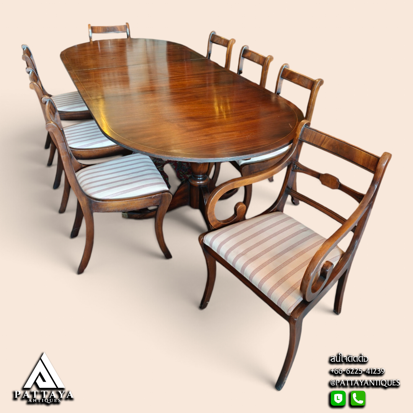 Classic Regency Mahogany Extending Table with 8 Chairs
