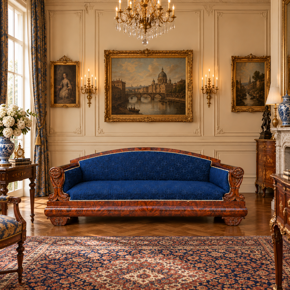 19th Century Charles X Style Sofa (Reupholstered)
